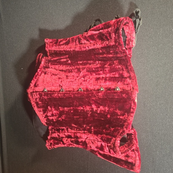 CORSETTERY CRUSHED VELVET MAROON CORSET- SIZE:24 - Picture 3 of 6